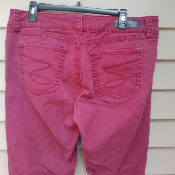 Seven7 Wine Red Skinny Jeans Burgundy Cotton Blend 5-Pocket - Picture 8 of 13